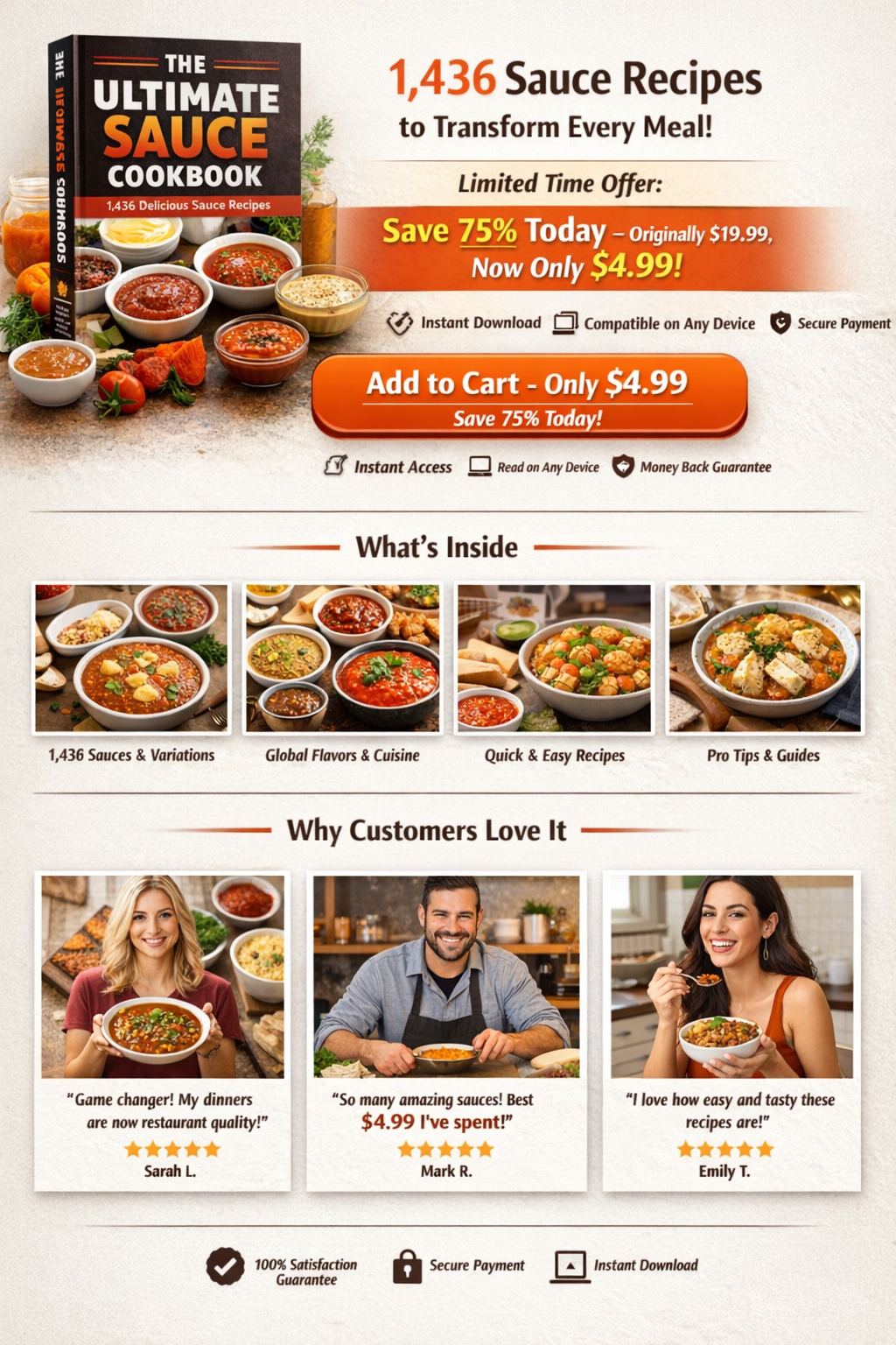 Turn Boring Meals into Delicious Ones: 1,400+ Easy Sauce Recipes PDF