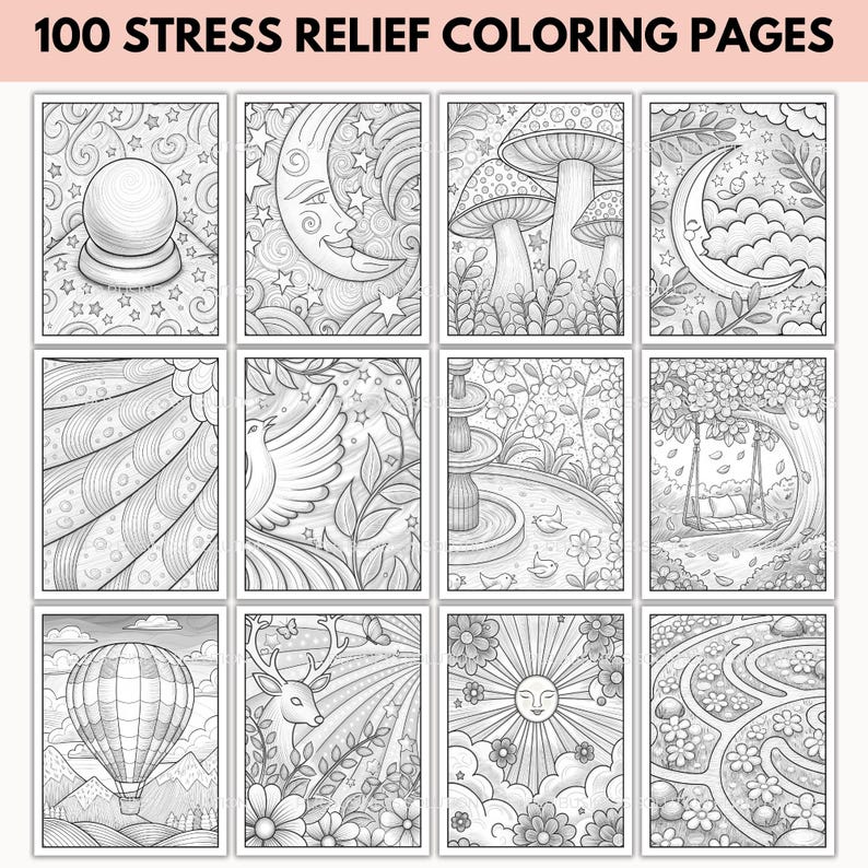 Mental Health Coloring Pages Bundle (PLR) – Mindfulness, Stress Relief, CBT & DBT Printable PDF